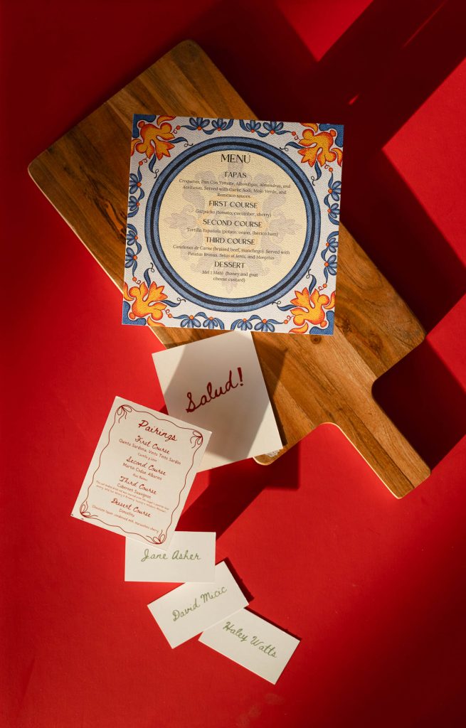 Spanish-themed wedding menu