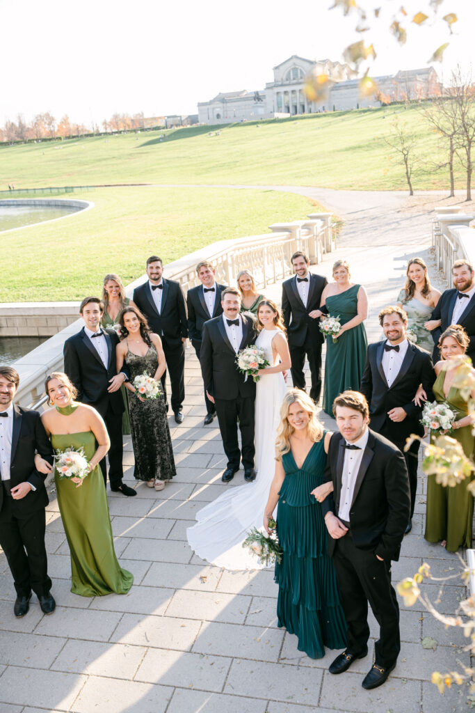 St Louis Forest Park Grand Basin fall wedding photo