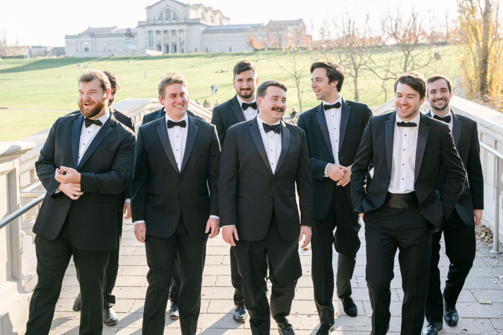 St Louis Forest Park Grand Basin fall wedding photo