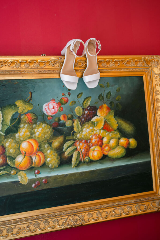 bridal shoes with a painting