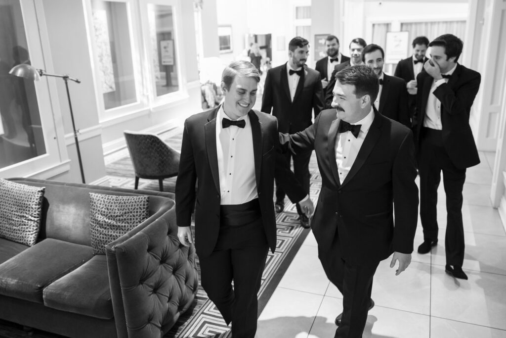 first look with bridesmaids