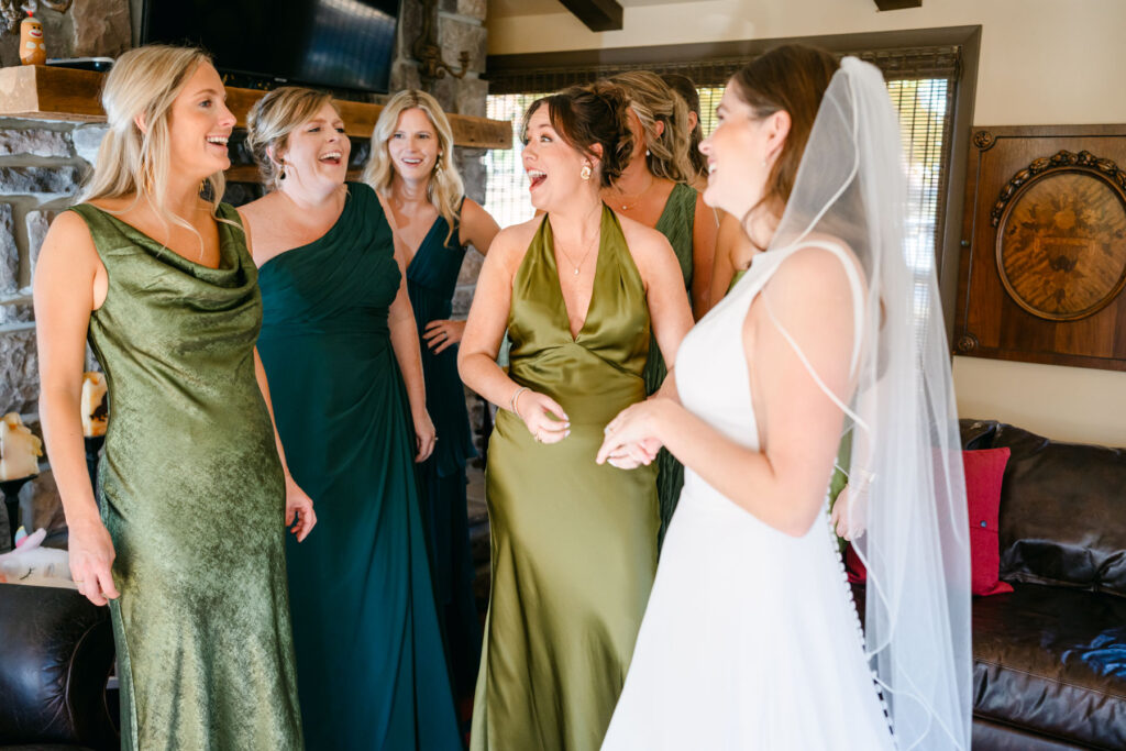 first look with bridesmaids