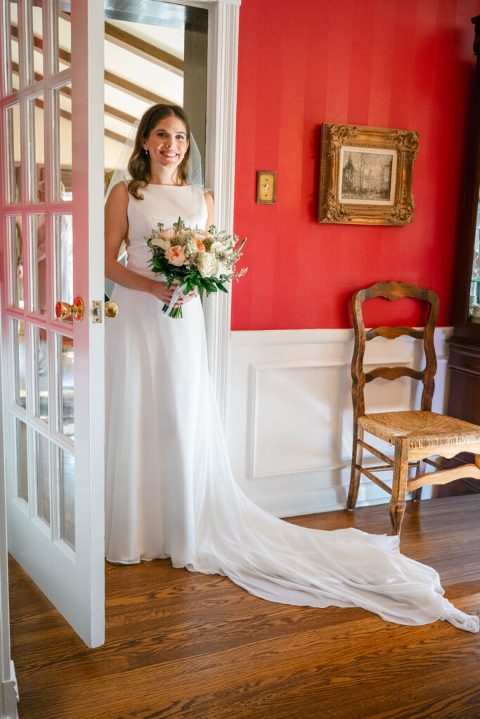 bridal portrait in her childhood home